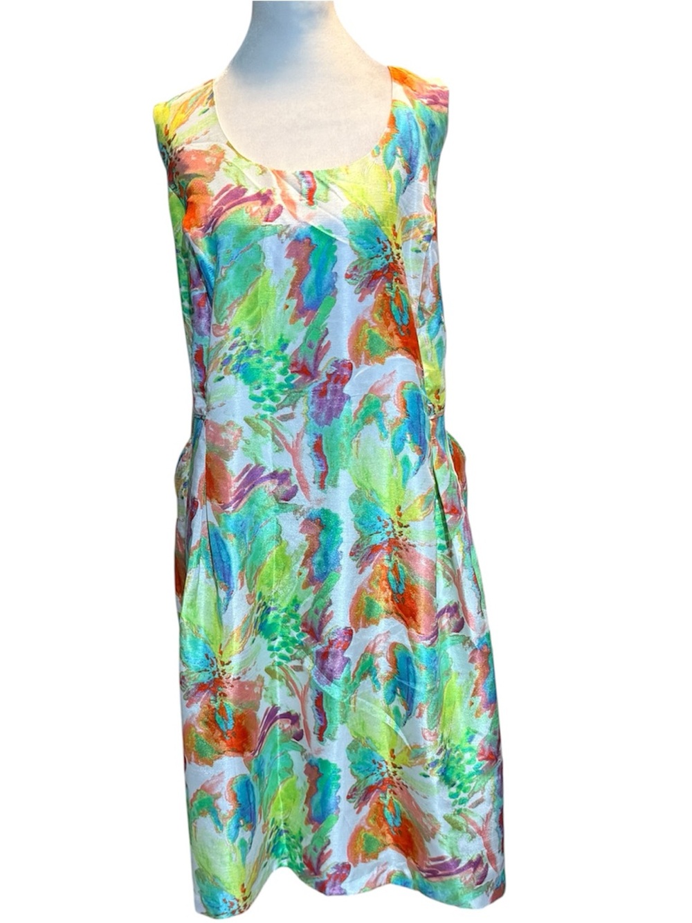 Signature By Robbie Bee Pastel Watercolor Floral Midi Dress Plus Size 22W